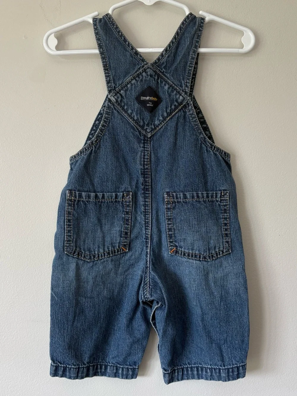 Vintage Genuine Baby From Osh Kosh Bib Overalls Size 6 Months Y2K Denim Snap Leg